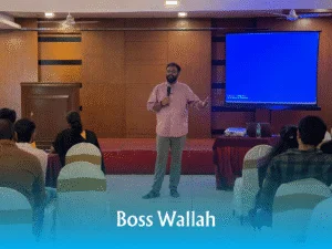 Speaker leading an institutional seminar